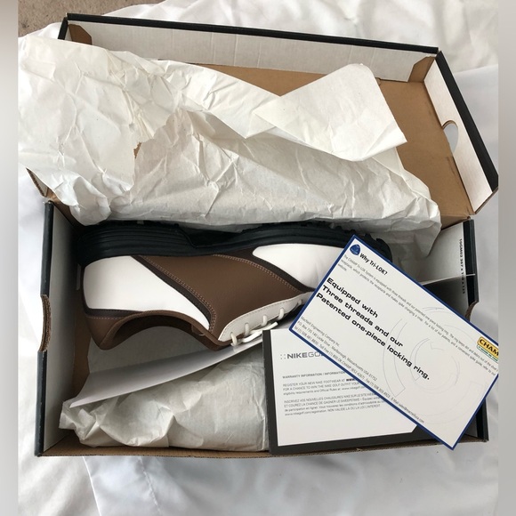 EUC, Nike Heritage white/brown golf shoes, size 10.5, worn 1x. - Picture 10 of 10
